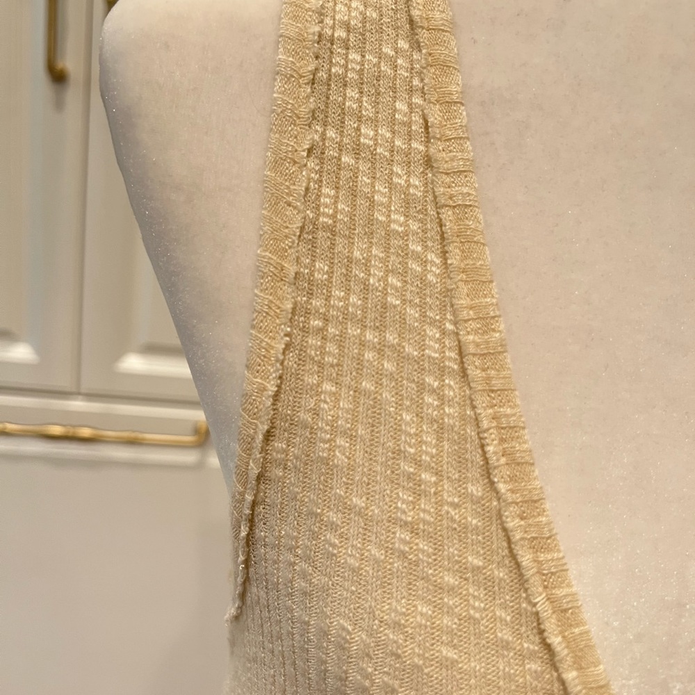 Anthropologie Eri + Ali Boho Ivory Fringe Sleeveless Tank Top - Picture 3 of 6